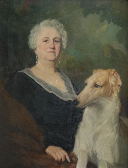 MANUEL BENEDITO VIVES, "Retrato de Dama con galgo", 1931, Ó