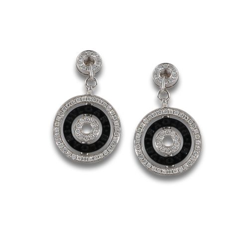 BVLGARI ASTRALE GOLD EARRINGS WITH DIAMONDS AND CERAMIC