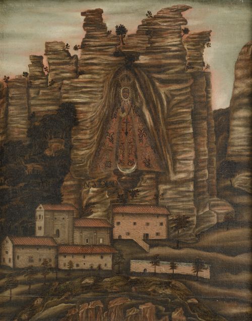 ESCUELA ESPAÑOLA, "Nuestra Señora de la Hoz", Óleo sobre li