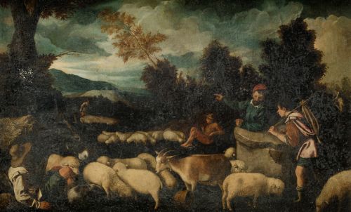 SEGUIDOR DE PEDRO ORRENTE, "Jacob y Labán con los rebaños",