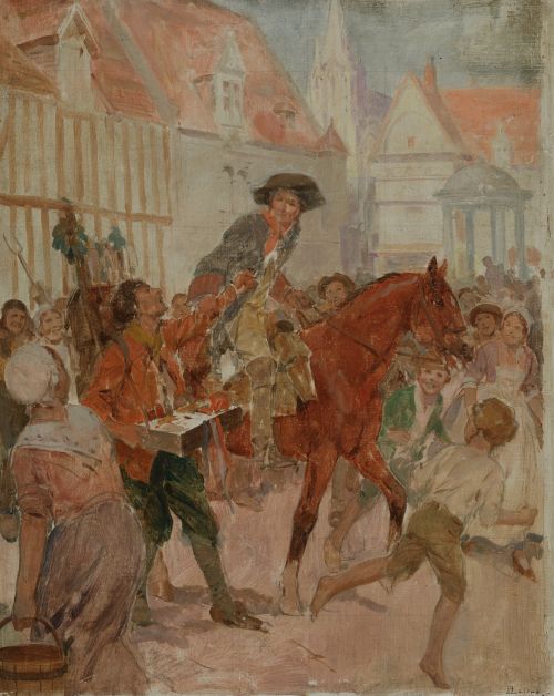 RENÉ LELONG, "Escena de Jacques el fatalista", Técnica mixt