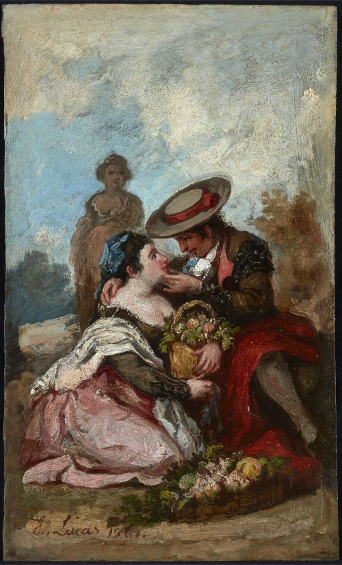 EUGENIO LUCAS VELÁZQUEZ, "Escenas de galanteo en el campo",