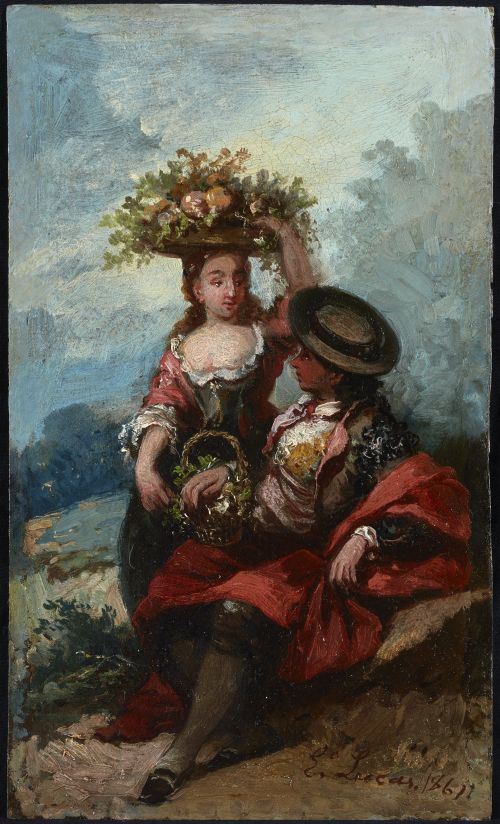 EUGENIO LUCAS VELÁZQUEZ, "Escenas de galanteo en el campo",