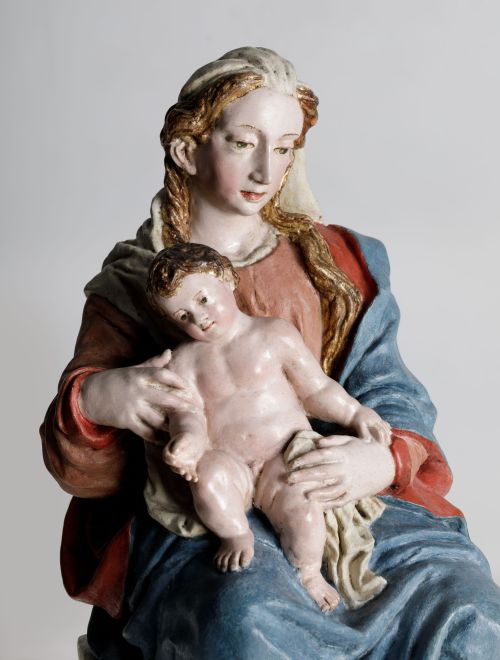 ESCUELA ANDALUZA , "Virgen con el Niño", Escultura en terra