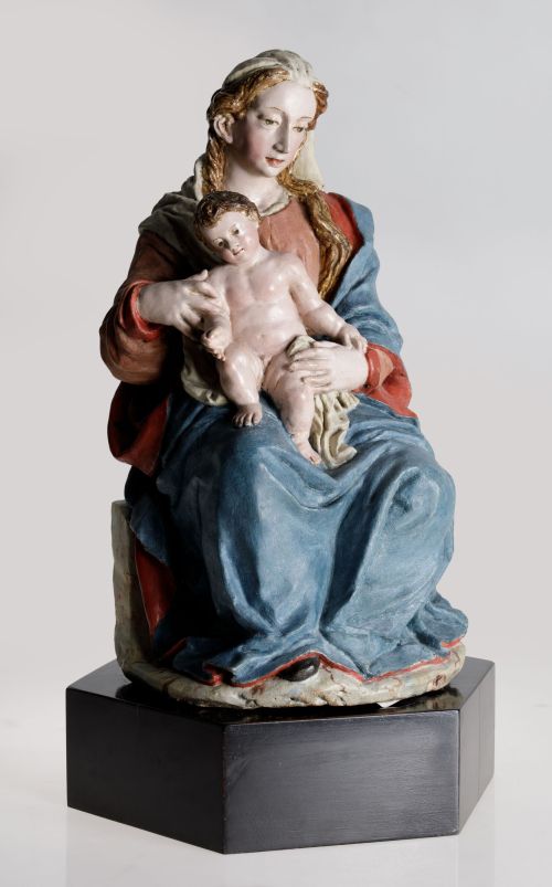 ESCUELA ANDALUZA , "Virgen con el Niño", Escultura en terra