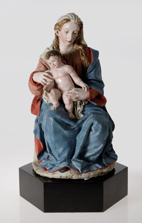 ESCUELA ANDALUZA , "Virgen con el Niño", Escultura en terra