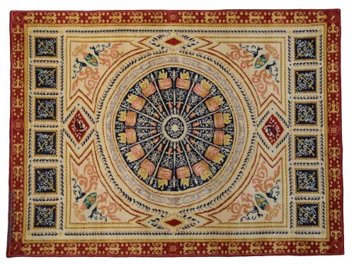 Alfombra española de estilo Carlos IV de lana anudada a man