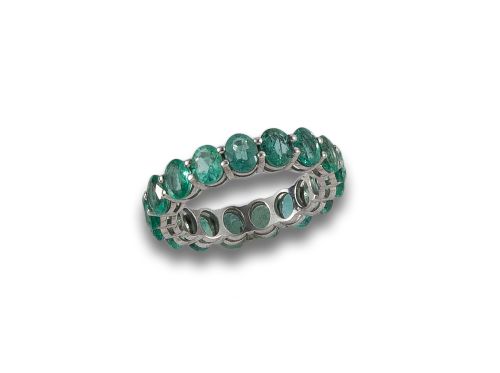 14K INFINITY RING WITH EMERALDS
