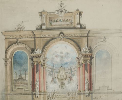 LUIS MURIEL Y LOPEZ, "Diseño con arco de triunfo para un mo