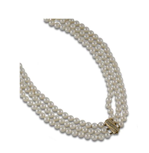 CULTURED PEARL NECKLACE WITH GOLD CLASP