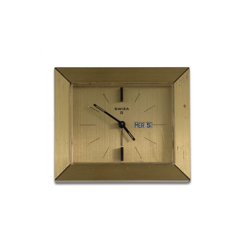SWIZA TABLE CLOCK, GOLDEN BRASS