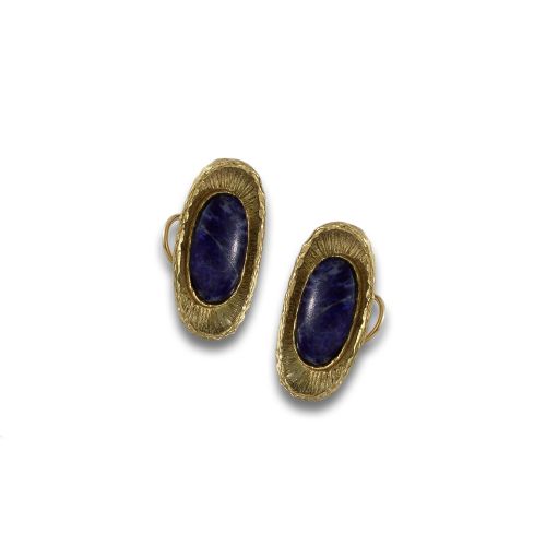 Retro gold earrings with sodalite