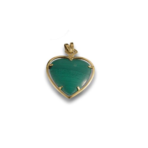 GOLD HEART PENDANT WITH MALACHITE