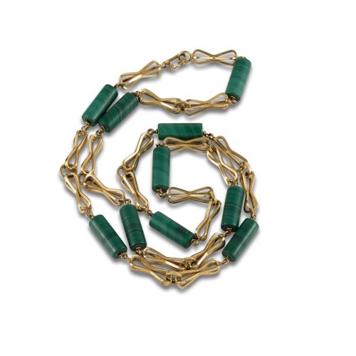 GOLD NECKLACE WITH MALACHITE