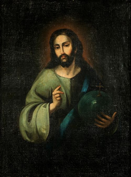 ESCUELA SEVILLANA , "El Salvador", Óleo sobre lienzo.