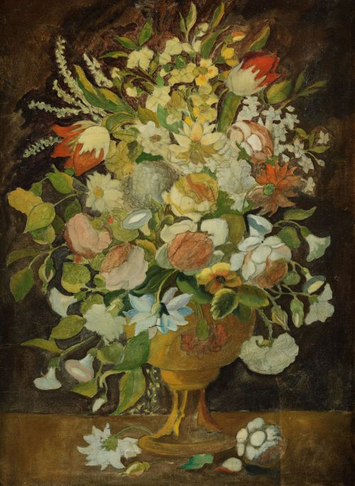 ANÓNIMO, "Florero", Óleo sobre lienzo.