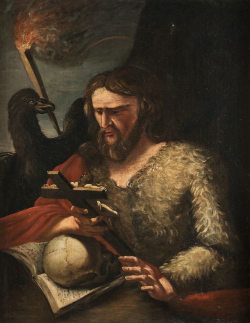 ESCUELA ITALIANA , "San Juan Evangelista", Óleo sobre lienz