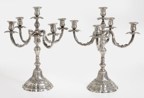 Pair of hallmarked silver candlesticks, 916 fineness, Spain