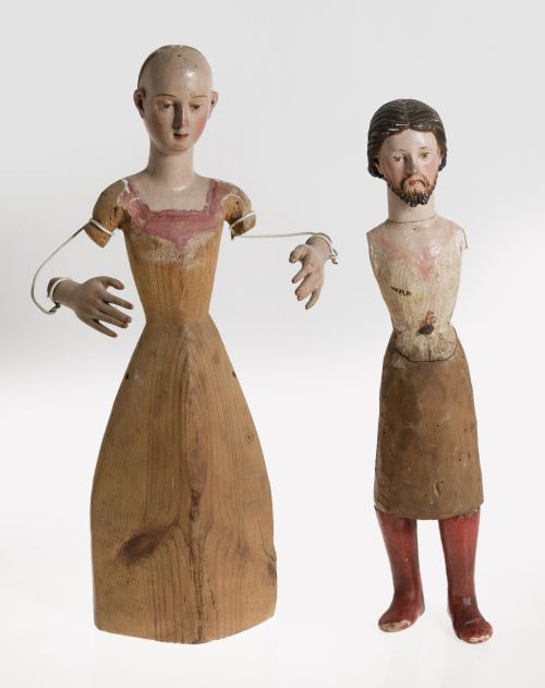 Dressing image in carved and polychrome wood, 18th-19th cen
