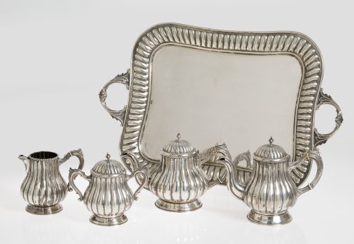 Spanish silver coffee and tea set, 916 fineness, 20th centu