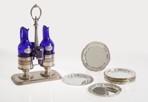 Spanish silver 916 oil and vinegar set holder