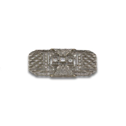 ART DECO BROOCH PLAQUE IN GOLD AND DIAMOND