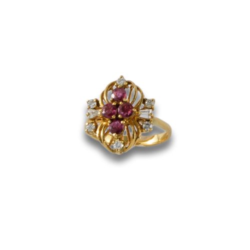 GOLD, DIAMONDS AND RUBIES RING