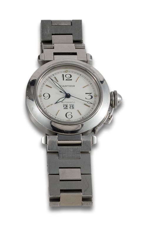 PASHA CARTIER PASHA C BIG DATE STEEL WATCH