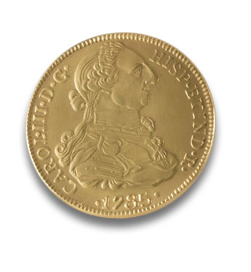 8 ESCUDO GOLD COIN OF CHARLES III