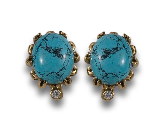 GOLD AND TURQUOISE-LIKE EARRINGS