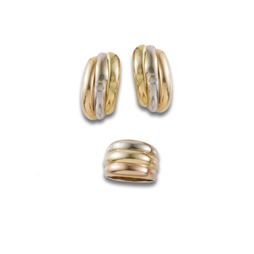 TRICOLOR GOLD RING AND EARRING SET