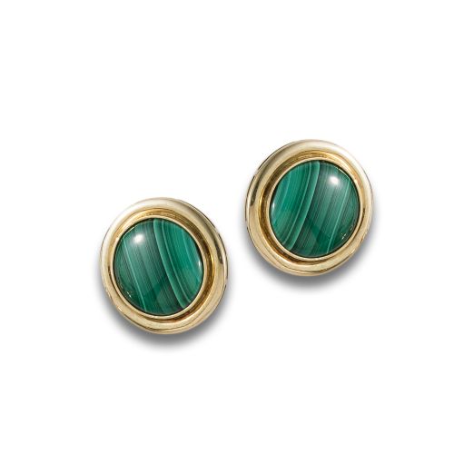 GOLD EARRINGS WITH MALACHITE