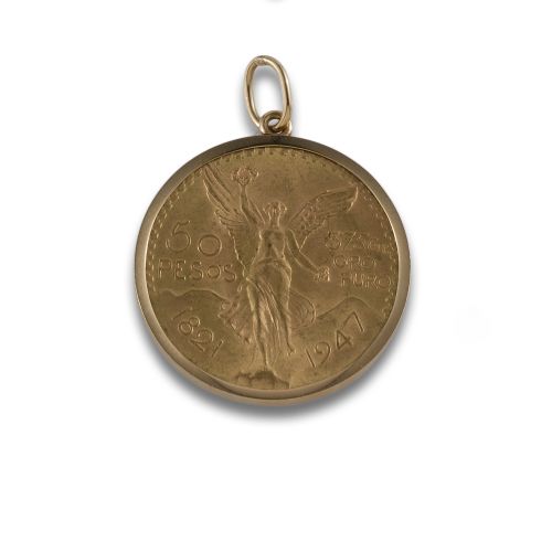 MEXICAN 50 PESOS GOLD COIN PENDANT