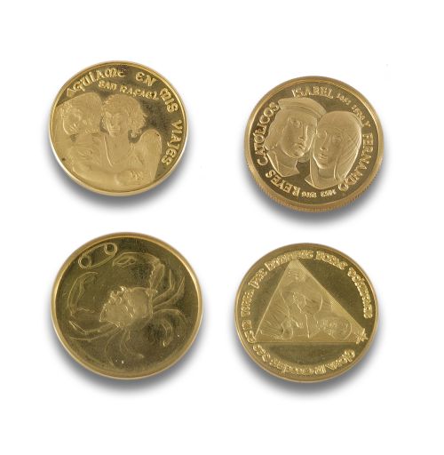 FOUR COMMEMORATIVE GOLD MEDALS