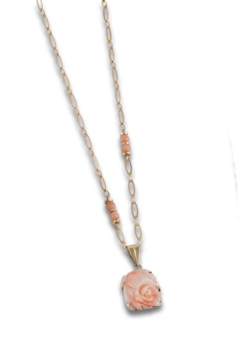 GOLD CHOKER WITH CORAL ROSE