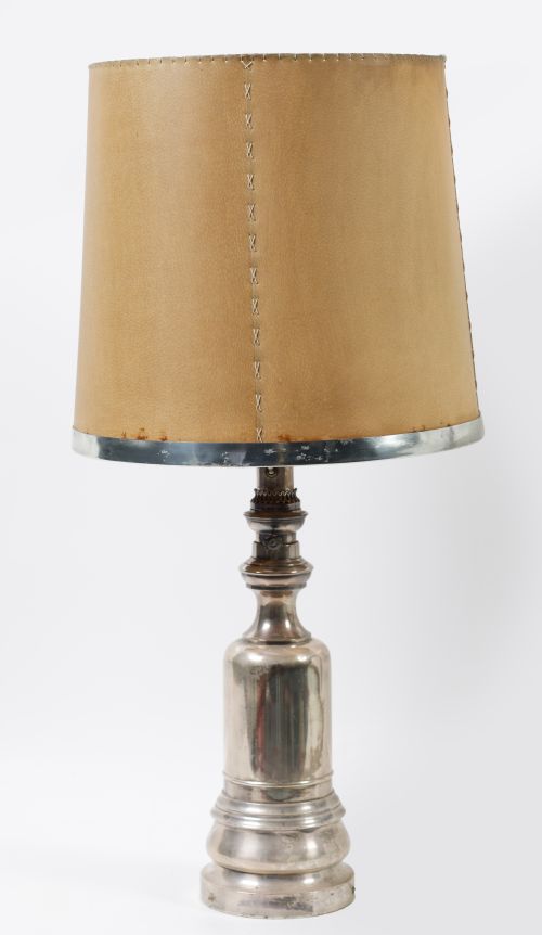 Silver metal table lamp, Spain, 1960s
