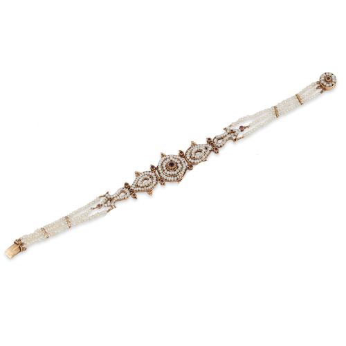 PULSERA ORO DE 14K CON PERLAS ALJOFAR 