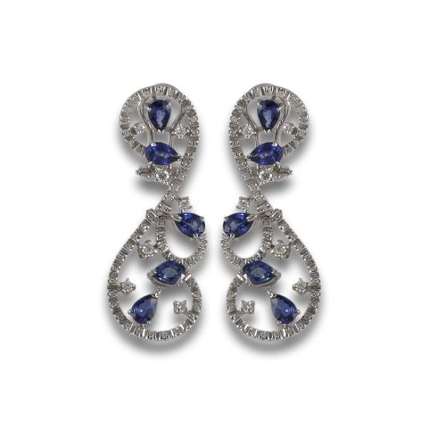 PENDIENTES DE ORO, ZAFIROS Y DIAMANTES