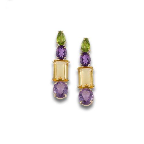 14K GOLD AND MULTI-GEM EARRINGS