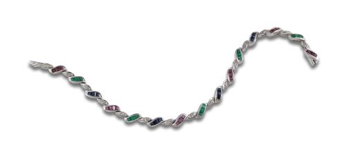 GOLD BRACELET WITH RUBY, SAPPHIRE, EMERALD AND DIAMOND