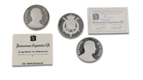 3 MONEDAS DE PLATADE JUAN CARLOS I