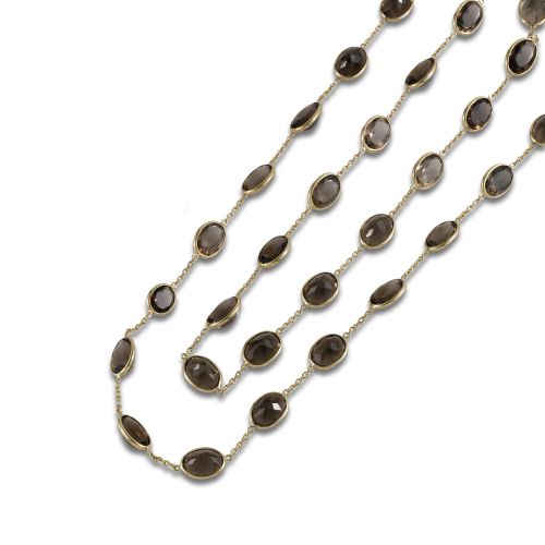 GILTED SILVER NECKLACE WITH SMOKY QUARTZ