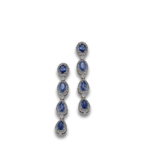 GOLD EARRINGS WITH SAPPHIRES AND DIAMONDS