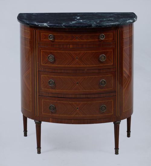 Half-moon chest of drawers following 19th-century designs,