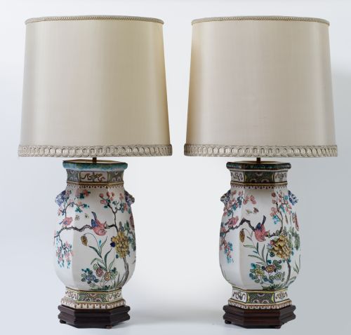 Pair of table lamps following oriental designs, 20th centur