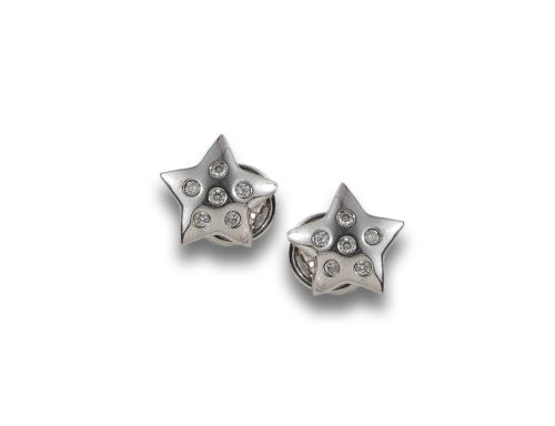 GOLD AND DIAMOND STAR EARRINGS