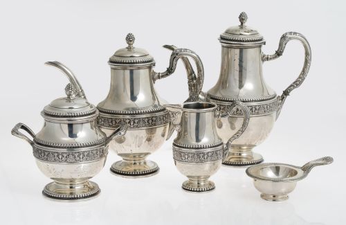 Spanish silver coffee and tea set, 916 fineness, 20th centu