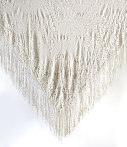 Ivory silk Manila shawl