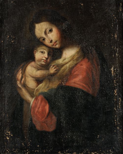 Andalusian School (17th Century) "The Virgin with the Child