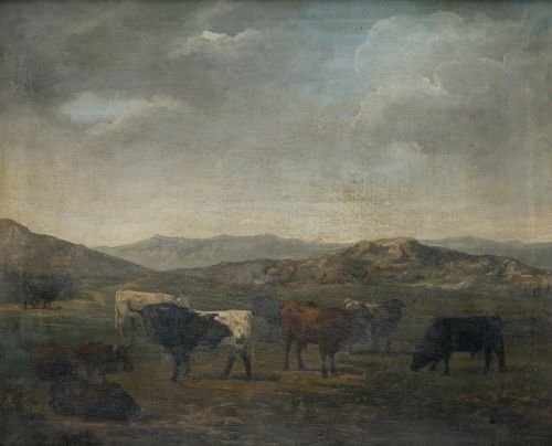 SPANISH SCHOOL (19TH CENTURY) "Bulls in the field"